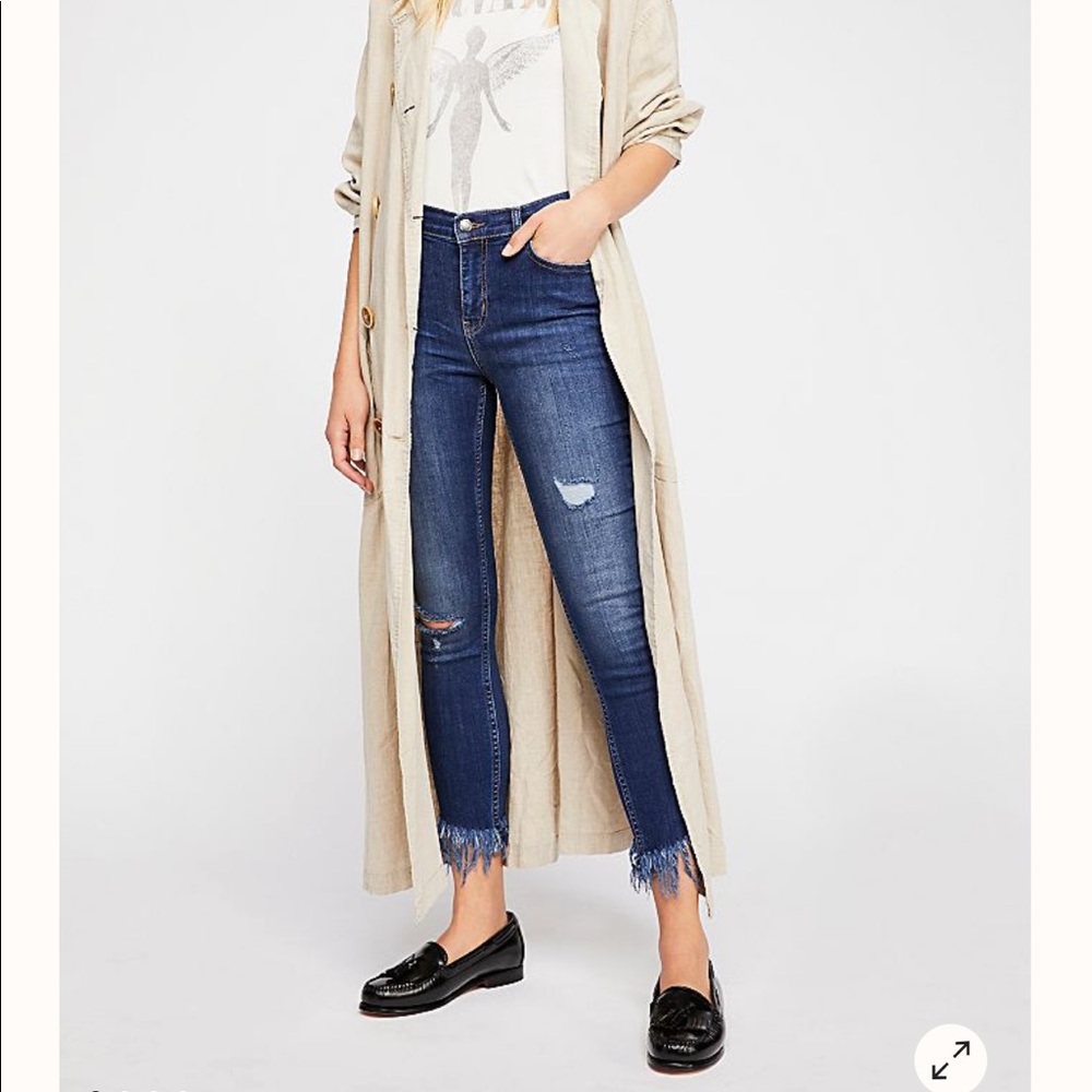 Free People Great Heights Frayed Skinny Jeans